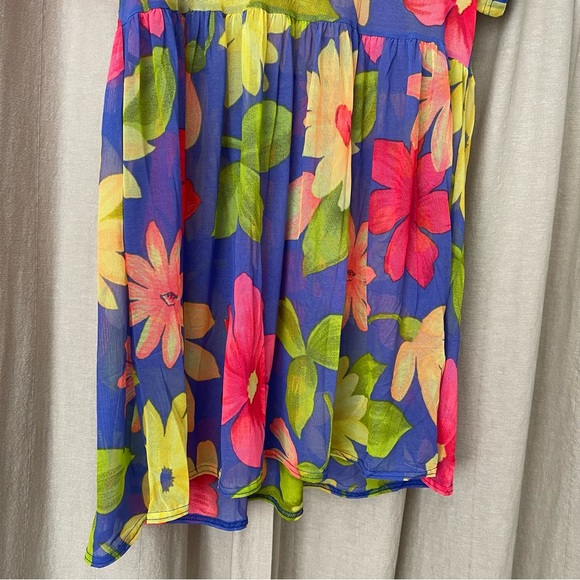 Cole of California by Ann Cole Sheer Swim Cover-up Floral 90s Babydoll L - Picture 3 of 5